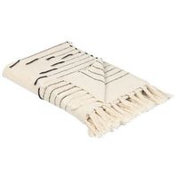 manta de algodon negro beige claro 130 x 170 cm a mano patron a rayas borlas uluyol