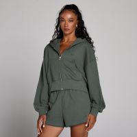 sudadera con capucha y cremallera lifestyle para mujer de mp - verde nublado - xl