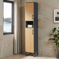 mueble de bano alto svanes 6 compartimentos 170x30x30cm - gris oscurobambu encasa