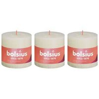 velas rusticas shine 3 unidades perla suave 100x100 mm bolsius