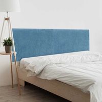 dhome cabecero azul 220cm dual acabado toalla soft tapizado liso con patas 8cm grosor 70 alto tejido suave para pared acusticos cabeceros absorbentes 220cm 8cm - 70 al - azul
