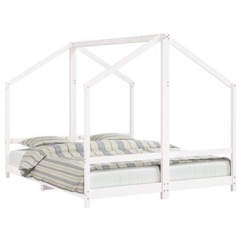 Cama Individual | Estructura De Cama Para Niños Madera Pino Blanco 2x(80x200) Cm