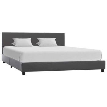 Estructura De Cama De Cuero Sintético Gris 160x200 Cm Vidaxl