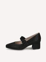 caprice pumps black made of leather with trapeze heel size 42
