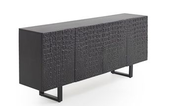 Aparador 4 puertas madera de mango imitacion piel cocodrilo negro