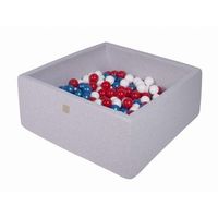meowbaby piscina de bolas cuadrada seca para ninos gris claro  azul perlablancorojo 300 pcs 90x90x40cm