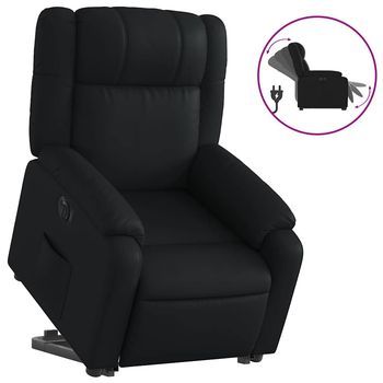 Sillón Reclinable Y Elevable Eléctrico Cuero Sintético Negro