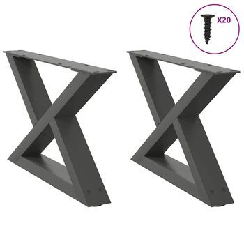 Patas Para Mesa De Centro (2 Unidades), Antracita, 50 X (30-31,3) Cm, Acero Vidaxl