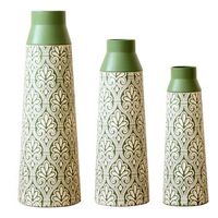 juego de 3 jarrones de suelo - elemento decorativo - metal - verde 20x20x615cm