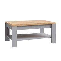 mesa centro odin con revistero en color gris claro y roble riviera