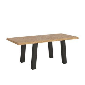 Mesa Extensible 90x180/230 Cm Svalen Roble Descortezado Patas Antracita