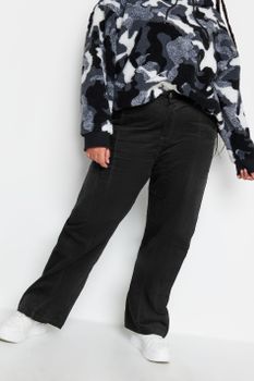 Yours Pantalón Negro De Pana En Algodón Bolsillos Cargo, Mujer Curvy Y Tallas Grandes, Yours
