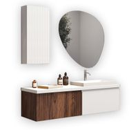 mueble de bano 6 piezas en mdf roble oscuroblanco mate