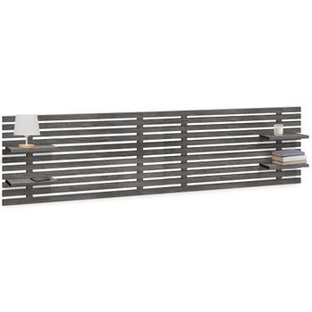 Dhome Cabecero Con Estantes De Madera Reciclada Dm Colgante Pared Estilo Palet Japones Dual Dividido En 2 Piezas Cama 210/220 Vintage Nordico (290cm Dual, Ceniza Madera)