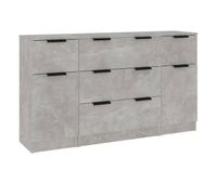 vidaxl set de aparador 3 piezas madera contrachapada gris hormigon