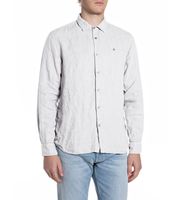 replay para hombre m415900081388b camisa naturale blanco m casual algodon manga larga