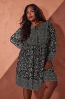 yours vestido corto negro boho cachemira mujer curvy y tallas grandes yours