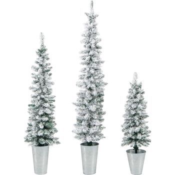 Conjunto De 3 Árboles De Navidad Artificiales,árboles De Navidad Nevados Costway 70 X 70 X 210 Cm