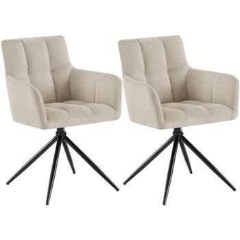 Juego De 2 Sillas De Comedor Jonah Tela Crema 59x59x87 Cm Clp