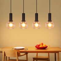 nettlife lampara colgante vintage de cristal con 4 luces e27 lampara de techo retro con altura ajustable para comedor y salon sin bombilla