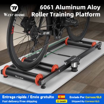 Plataforma de Entrenamiento de Ciclismo con Rodillos WEST BIKING, Entrenador de Bicicleta Profesional para Interiores, Plegable y Ajustable, para Bicicletas de Montaña y Carretera