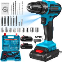 kit de taladro percutor y atornillador electrico 3 en 1 taladro de impacto inalambrico de 28v sin escobillas herramientas electricas de iones de litio con 2 baterias y enchufe europeo para uso