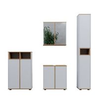 set de muebles de bano didi 4 piezas con mueble alto y mueble mediano con puertas vicco