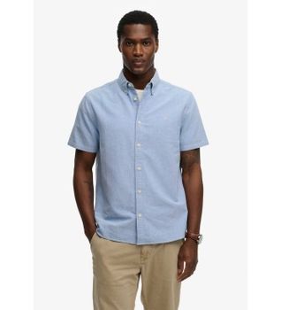 Superdry para hombre. M4011101A Camisa Preppy Oxford azul (M), Casual, Algodón, Manga corta
