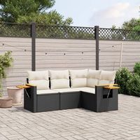 conjunto de sofas jardin 4 uds  mueble jardin mesa y sillas con cojines ratan sintetico negro cfw666377