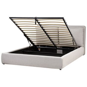 Cama Con Almacenaje De Tela Gris Claro 160 X 200 Cm Bajonna