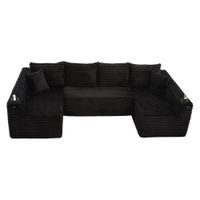 sofa en u de pana negro   aosom espana