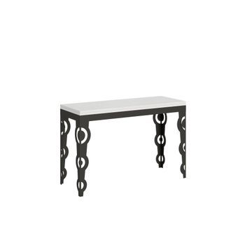 Mesa Tipo Libro 120/200x45/90 Cm Karamay Double Fresno Blanco Estructura Antracita
