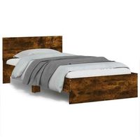 cama individual  cama para adultos  cama con cabecero madera de ingenieria roble ahumado 100x200 cm