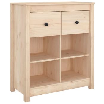 Aparador auxiliar de salón de madera maciza de pino marrón 70x35x80cm