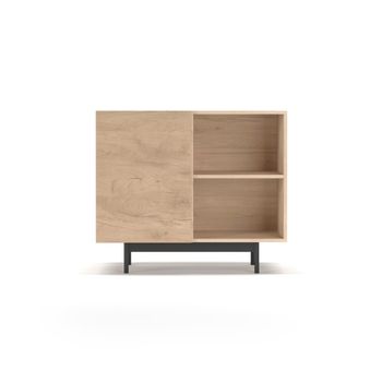 Aparador 1 puerta de melamina roble patas grafito 78x90x34 cm
