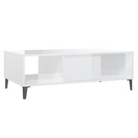 mesa de centro 60x1035x35 cm madera y metal trabajados - blanco
