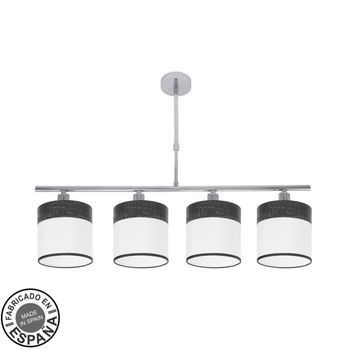 FABRILAMP Lampara Cloe 4xe14 Cromo/blanca-madera Negra Regx75x14 cm