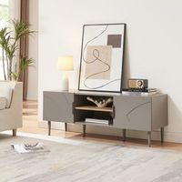 mesa tv starvili con 2 puertas mdf acero 120x40x45cm - gris encasa