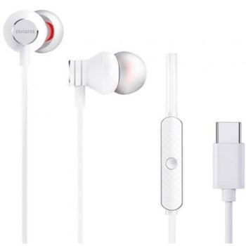 Auriculares Aiwa con cable USB Tipo-C, micrófono, HyperBass, color blanco, intrauditivos