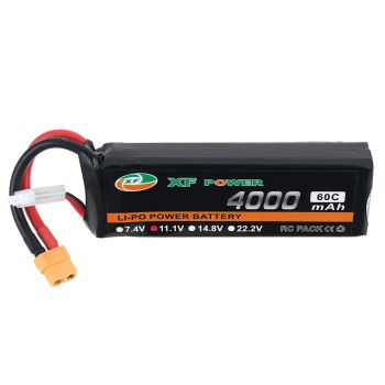 Batería LiPo XF POWER de 11.1V 4000mAh 60C 3S con conector XT60 y T Deans para RC Drone