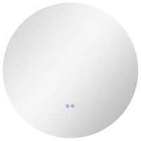 kleankin espejo redondo luminoso led de bano 80 cm mural con interruptor tactil sistema antivaho   aosom espana