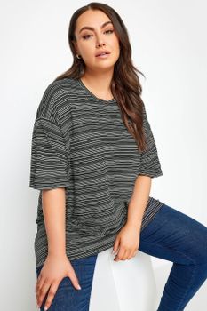 Yours Camiseta Amplia De Rayas Azules, Mujer Curvy Y Tallas Grandes, Yours