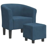 sillon lounge comodo asiento de diseno moderno con reposapies en terciopelo azul oscuro dec026418