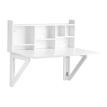 Mesa de pared con estante integrado madera blanco