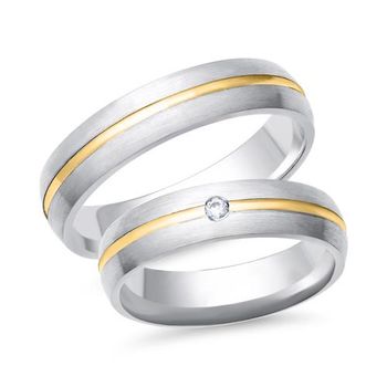 Alianzas 14 quilates oro blanco amarillo con diamante