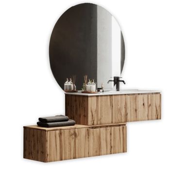 Mueble de baño bañera derecha 4 piezas en mdf roble