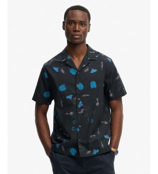 Superdry para hombre. M4011137A Camisa Cabana Print marino (S), Casual, Algodón, Manga corta