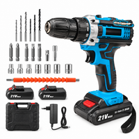 don feliz taladro percutor inalambrico 21v con 2 baterias 15ah atornillador electrico 253 ajustes de par y 2 velocidades kit de taladro con accesorios y maletin