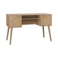 oficina efecto madera y mimbre 2 cajones natural