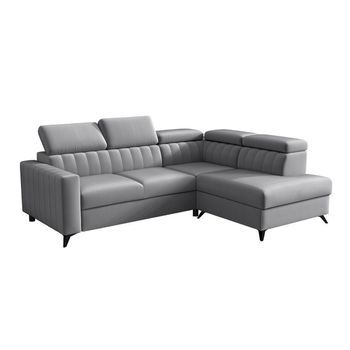 Sofá Rinconero Columbus 202, Gris, Función De Descanso, Caja De Ropa De Cama, 249x195x80cm